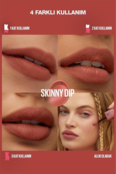 Maybelline New York Maybelline Super Stay Teddy Tint Uzun Süre Kalıcı Likit Mat Tint 15 Skinny Dip
