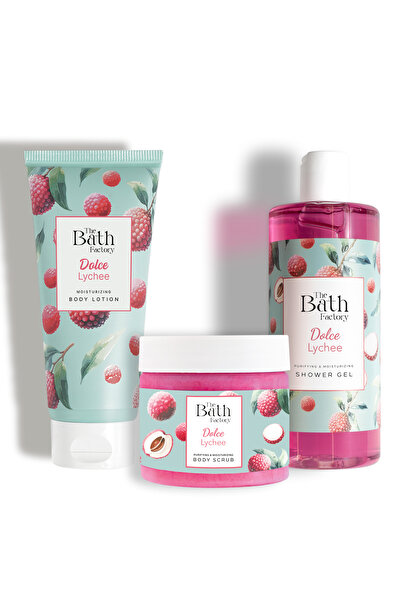 THE BATH FACTORY Liçi Aromalı Duş Jeli + Liçi Aromalı Peeling + Liçi Aromalı ...