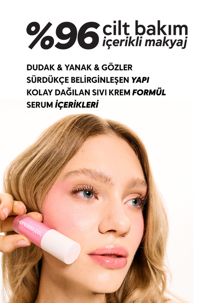 Cream Co. Allık Ruj Göz Farı Glow Tint Radiant Pink | Nemlendirici Makyaj | 505 Pembe | Hyaluronik Asit Peptit