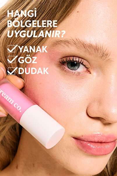 Cream Co. Allık Ruj Göz Farı Glow Tint Radiant Pink | Nemlendirici Makyaj | 505 Pembe | Hyaluronik Asit Peptit