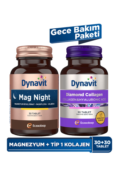 Dynavit Mag Night (Akşam / Gece Magnezyum) & Collagen & Hyaluronic Acid Complex 30x2 Tab - Gece Bakım Paket