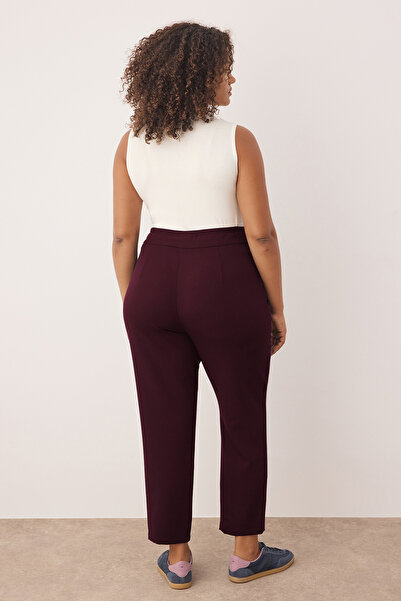 Trendyol Curve Plum Waist Adjustable Belt Woven Plus Size Fabric Pants Tbbaw23Ar00014