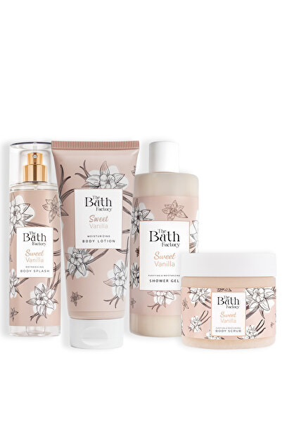 THE BATH FACTORY Vanilyalı Duş Jeli + Vanilyalı Vücut Peelingi + Vanilyalı Vücut Spreyi + Vanilyalı Vücut Losyonu