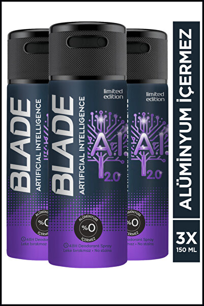 Blade Artificial Intelligence 2.0 Erkek Deodorant 3x150 ml Leke Bırakmaz