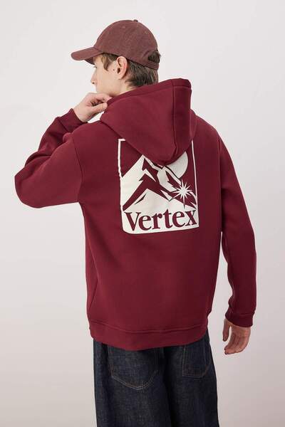 Trendyol Collection Burgundy Regular/Normal Cut Back Printed Sweatshirt Tmnaw24Sw00101
