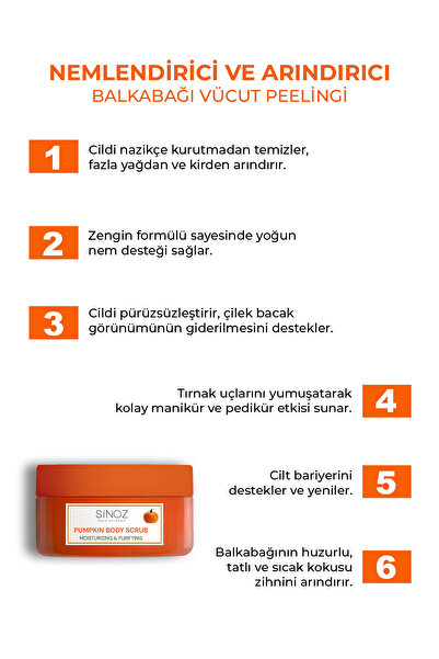 SİNOZ Nemlendirici ve Arındırıcı Balkabağı Vücut Peelingi 300 gr