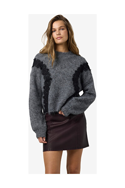 Noisy May Nmsutton L/S O-Neck Lace Knit Front