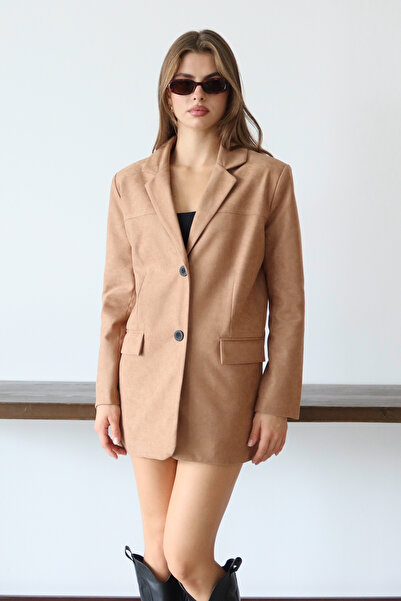Trendyol Collection Brown Woven Suede Long Coat Mini Skirt Bottom Top Set Twoaw26Au00105