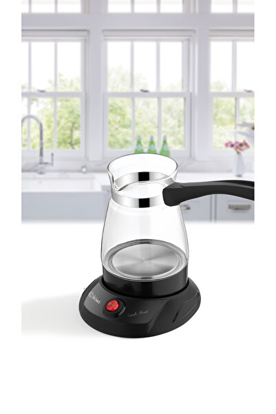 Kiwi KCM-7514 Cam Elektrikli Cezve Türk Kahve Makinesi Siyah