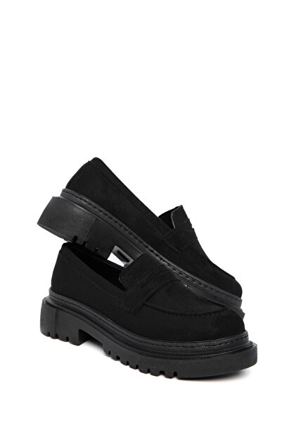 SOHO SCHWARZES WILDLEDER Damen-Loafer-Schuhe 17762