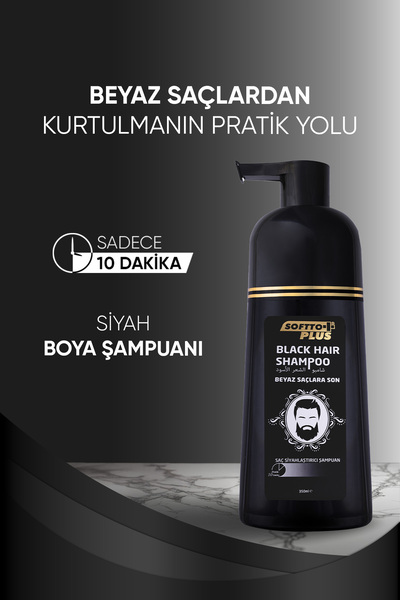 Softto Plus Saçlarınıza Doğal Görünüm Veren Beyaz Kapatıcı Saç Siyahlaştırıcı Şampuan 350 ml