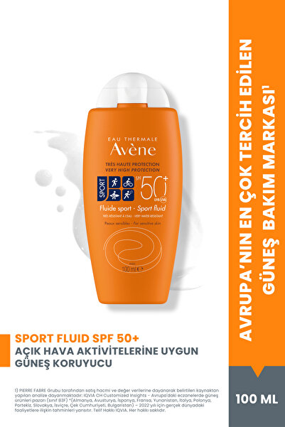 Avene Sport Fluid SPF 50+ Spor Yapanlar için Suya ve Tere Dayanıklı Güneş Kremi 100 ml