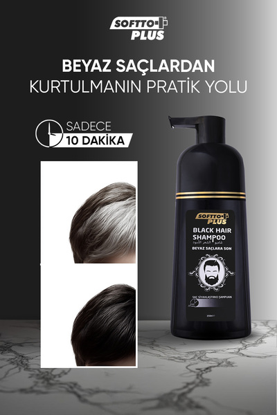 Softto Plus Black Hair Blackening and Strengthening Shampoo for White and Gray Hair 350ML KEYÜRN12