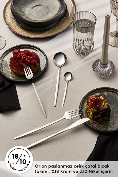 Karaca Set de cuțite cuțite cu furculiță Orion Platinum pentru 6 persoane, 30 de bucăți