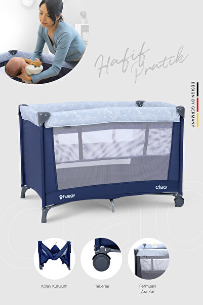 Huggy Ciao Park Yatak Oyun Parkı-Lacivert 70x100