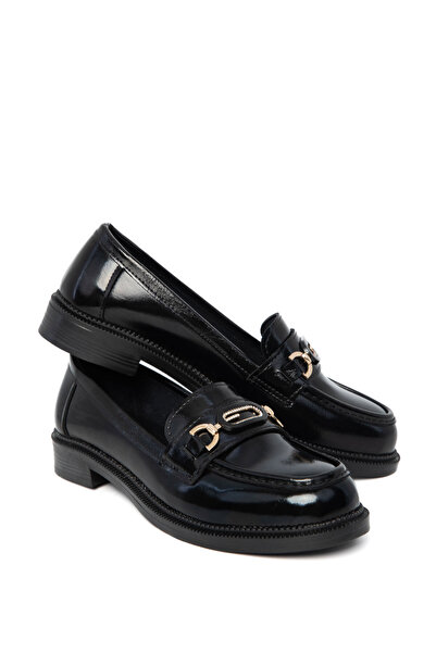 SOHO Black Matte Patent Leather Women's Loafer Shoes 21161