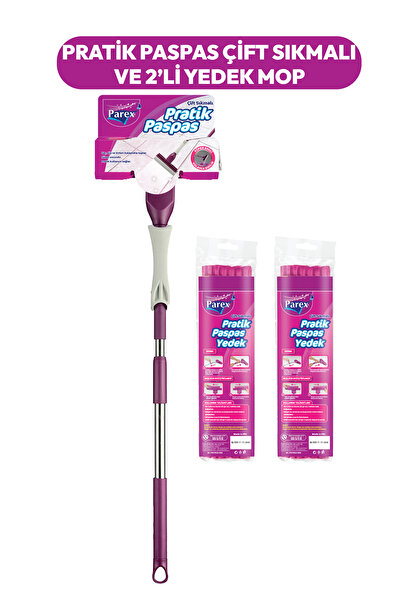 Parex Pratik Paspas Çift Sıkmalı + 2'li Yedek Mop