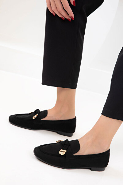 SOHO Черни дамски мокасини от велур 21162