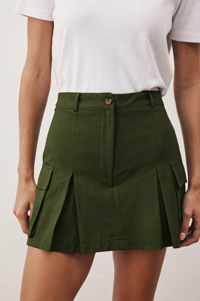 Trendyol Collection Khaki Cargo Kapesní Tkaná Sukně Vzhled Šortky TWOSS23SR00041