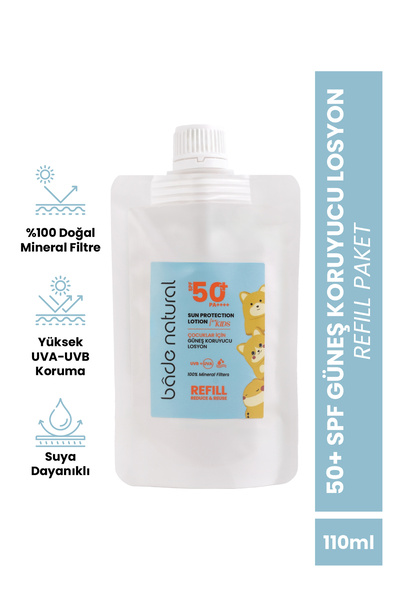 Bade Natural Çocuk Güneş Koruyucu Losyon 50+ SPF Yüksek Korumalı %100 Doğal R...
