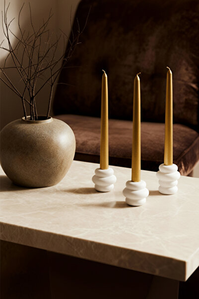 TRENDYOLMİLLA HOME 3-Piece Ceramic Bubble Candle Holder Tphaw26Sm00004