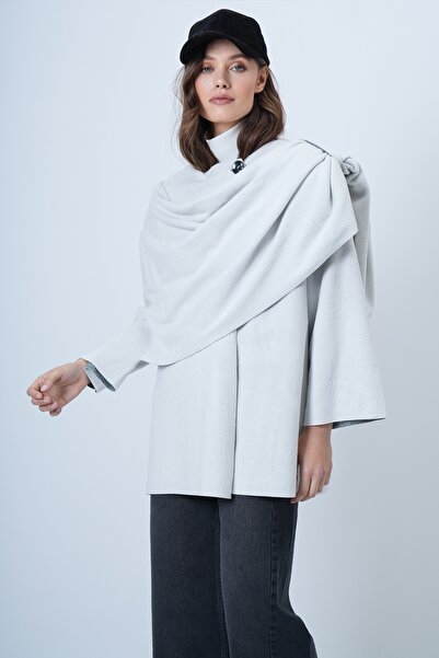 Trend Alaçatı Stili Women's Stone Shawl Detailed Fleece Jacket Alc-X14683