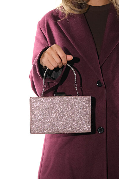 LuviShoes MARSILYA Pink Sand Glitter Women's Evening Dress Bag