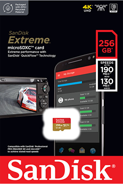 SanDisk Extreme microSD UHS I Card 256GB for 4K Video on Smartphones