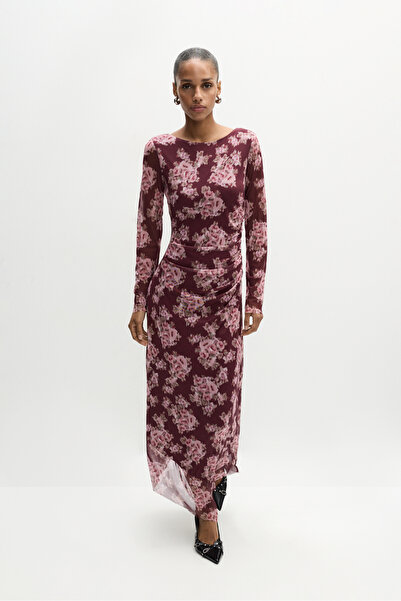 LEFTIES Γυναικείο ημιδιάφανο φόρεμα μίντι