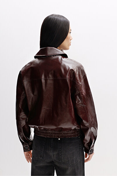 LEFTIES Női rövid, fényes anyagú bomber dzseki