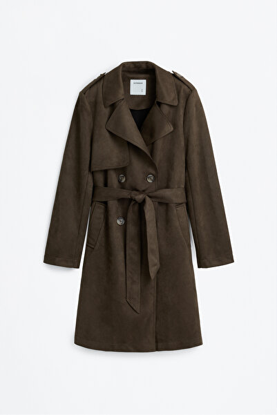 LEFTIES Woman Faux Suede Trench Coat