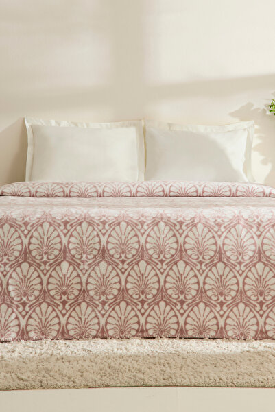 Karaca Home بطانية ميوسا مزدوجة من الأكريليك باللون الوردي المجفف