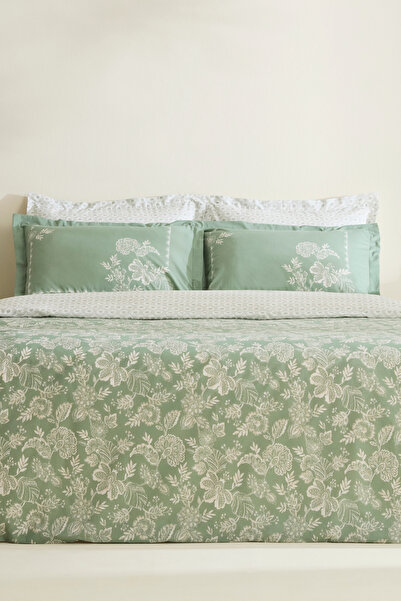 Karaca Home Haven 100% памук комплект спално бельо за едно легло, тъмно ментово зелено