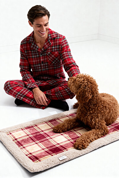 TRENDYOLMİLLA HOME Pet Plaid Patterned Plush Cat and Dog Bed 50X70Cm Tphaw26Kk00004