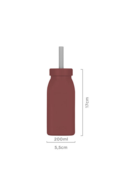 OiOi Şişe + Pipet - Velvet Rose / Powder Grey