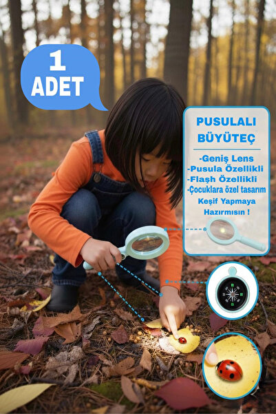 Hyd 1 Adet Plastik Işıklı Pusulalı Büyüteç Doğum Günü Hediyesi Karne Hediyesi Oyuncak