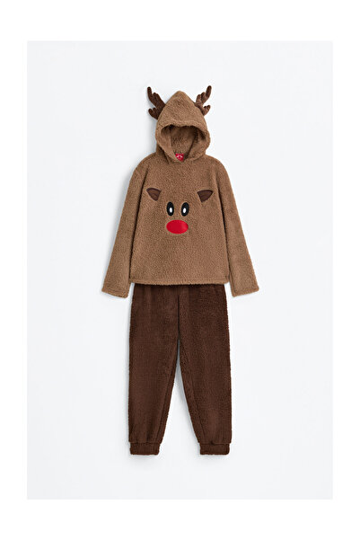 LEFTIES Dámské | Chlupaté pyžamo s kapucí ve tvaru soba