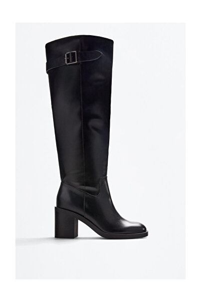 LEFTIES Dámské kozačky na vysokém podpatku s přezkou