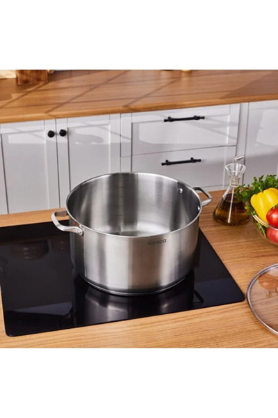 Karaca Elite Edelstahl-Induktions-Kochtopf mit Deckel, 34 cm, Silber