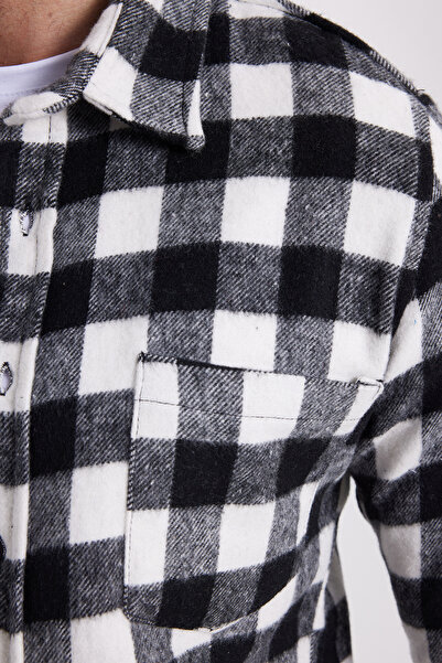 Tudors Men's slim fit long sleeve plaid checkered winter woodcutter shirt with pockets