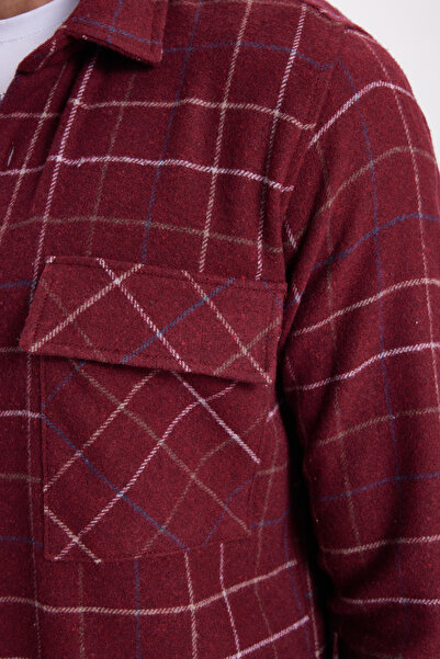 Tudors Men's Slim Fit Slim Fit Sports Collar Double Pocket Flap Checkered Shirt