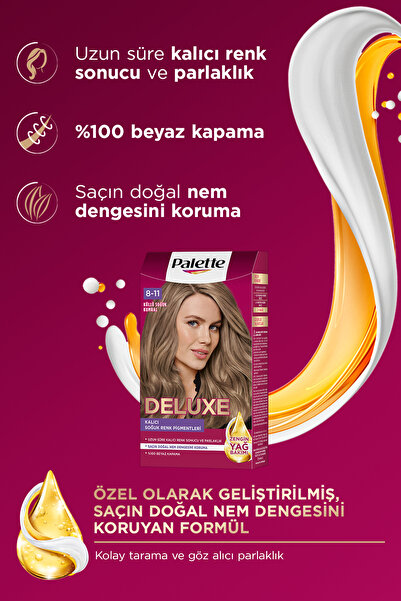 Palette Deluxe 8-11 Küllü Soğuk Kumral Zengin Yağ Bakımı Kit Saç Boyası Bakım Maskesi