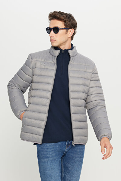 AC&Co / Altınyıldız Classics Windproof Warm Ultra-Light Standard Fit Grey Puffer Men's Jacket