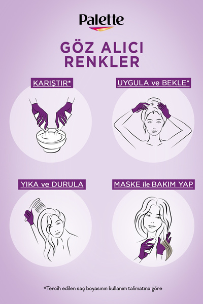 Palette Göz Alıcı Renk Saç Boyas 1-0 Siyah Pentanol & Besleyici Yağ İçeren Saç Boyası 115 ml