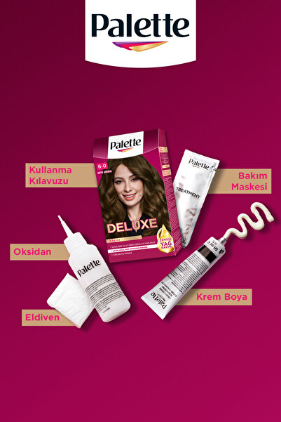 Palette Deluxe 6-0 Koyu Kumral Zengin Yağ Bakımı Kit Saç Boyası Bakım Maskesi