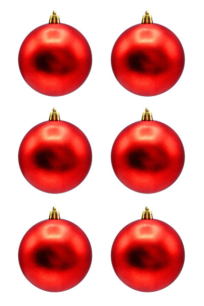 Waldern Christmas Pine Tree Ornament Red 8 cm Matte 6-Piece Cici Ball