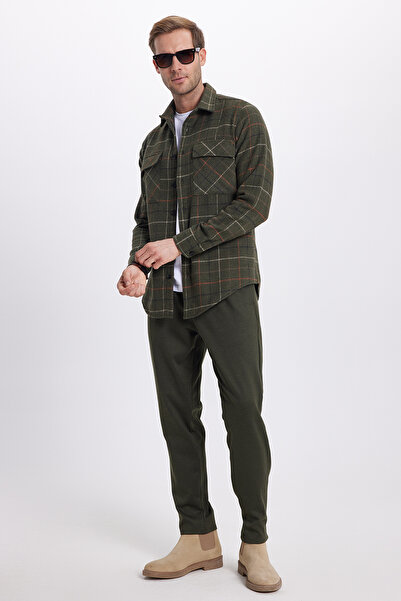 Tudors Cămașă în carouri pentru bărbați, slim fit, cu guler sport, cu buzunar dublu