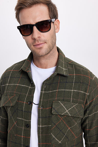 Tudors Cămașă în carouri pentru bărbați, slim fit, cu guler sport, cu buzunar dublu