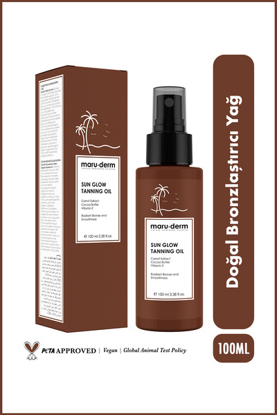 Maru.Derm Doğal Bronzlaştırıcı Yağ SPF 0 - Sun Glow Tanning Oil | 100 ML
