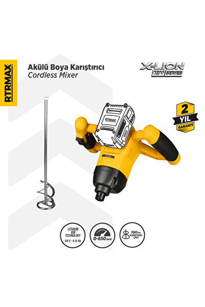 Rtrmax Rtx1882b Şarjlı Boya Ve Harç Karıştırıcı - Akü Hariç